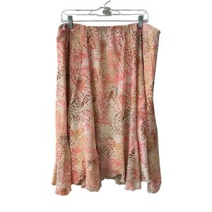 VINTAGE Y2K 90s Plus Size 18W Midi Slip Skirt Fairycore Mixed Print Sheer